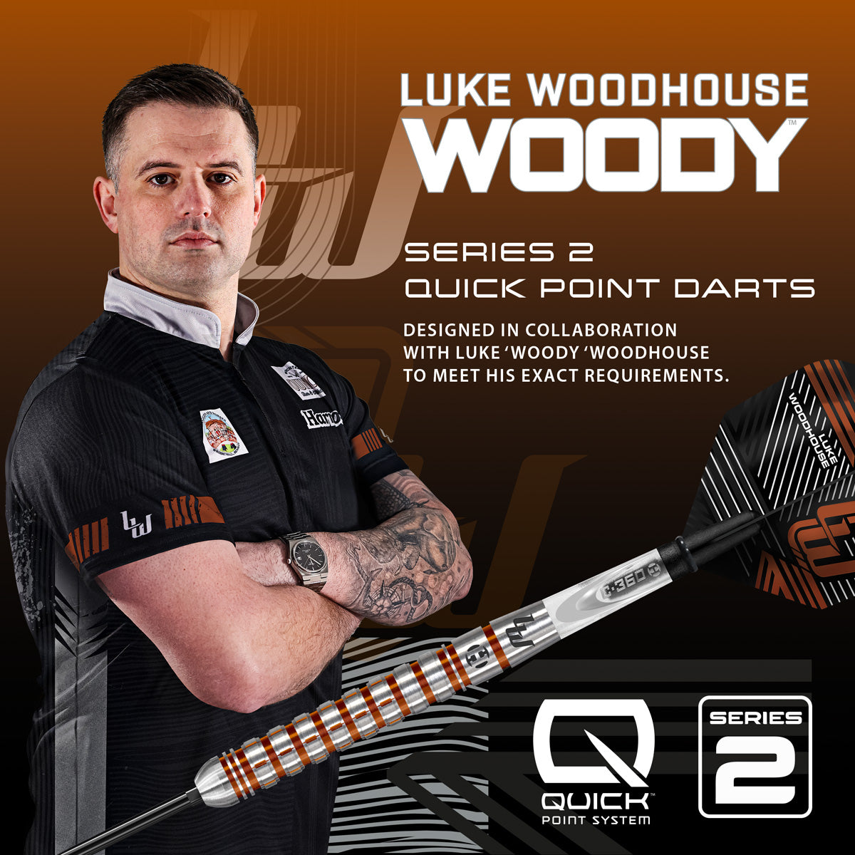 Harrows Luke Woodhouse Series 2 90% Tungsten QP Steel Tip Darts