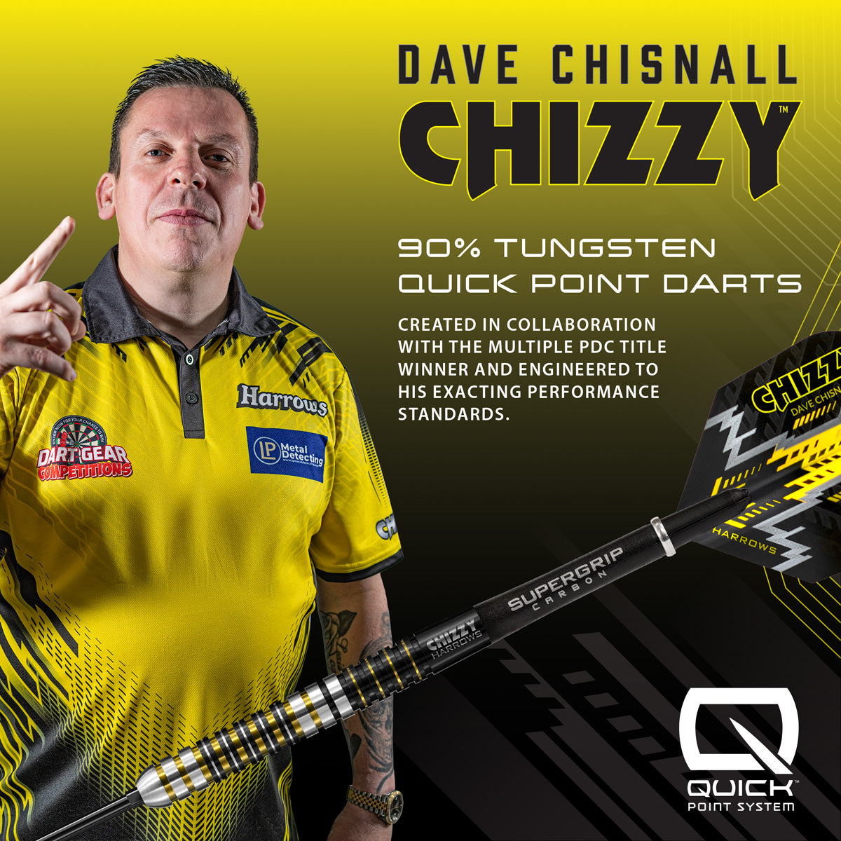 Harrows Dave Chisnall Chizzy Series 1 90% Tungsten QP Steel Tip Darts