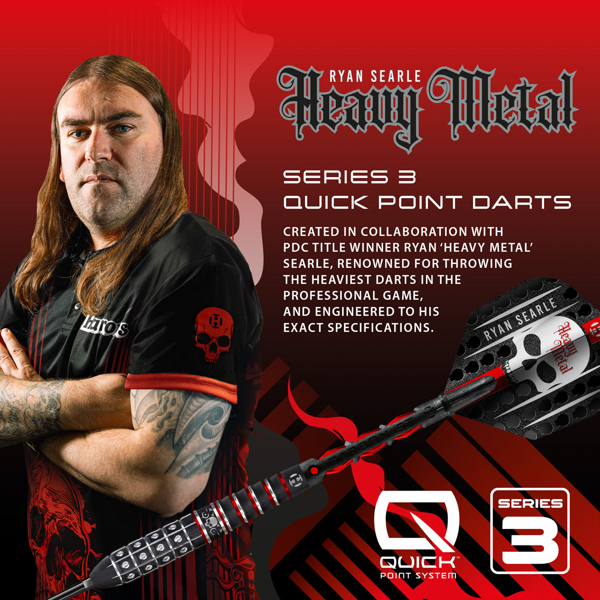 Harrows Ryan Searle Series 3 90% Tungsten QP Steel Tip Darts