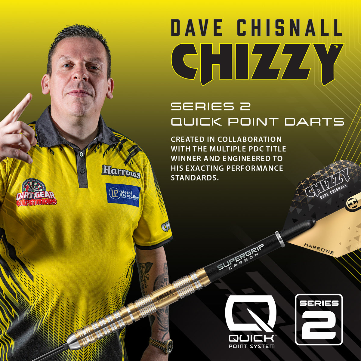 Harrows Dave Chisnall Chizzy Series 2 90% Tungsten QP Steel Tip Darts