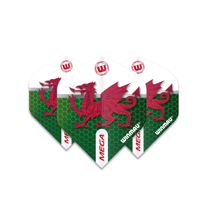 Winmau Mega Standard Wales Dragon Dart Flights (6900.131) [Standard Shape]