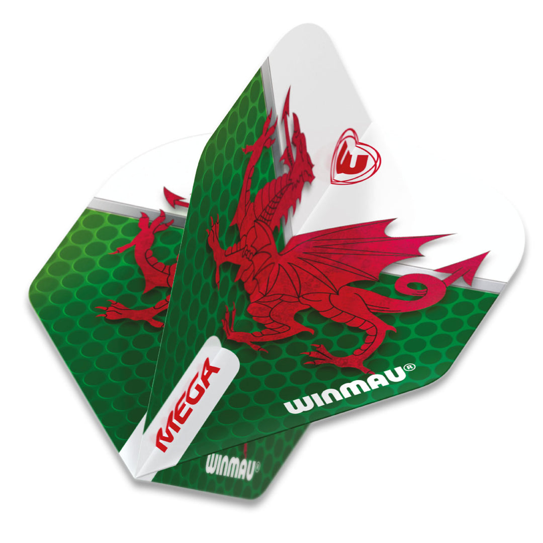 Winmau Mega Standard Wales Dragon Dart Flights (6900.131) [Standard Shape]