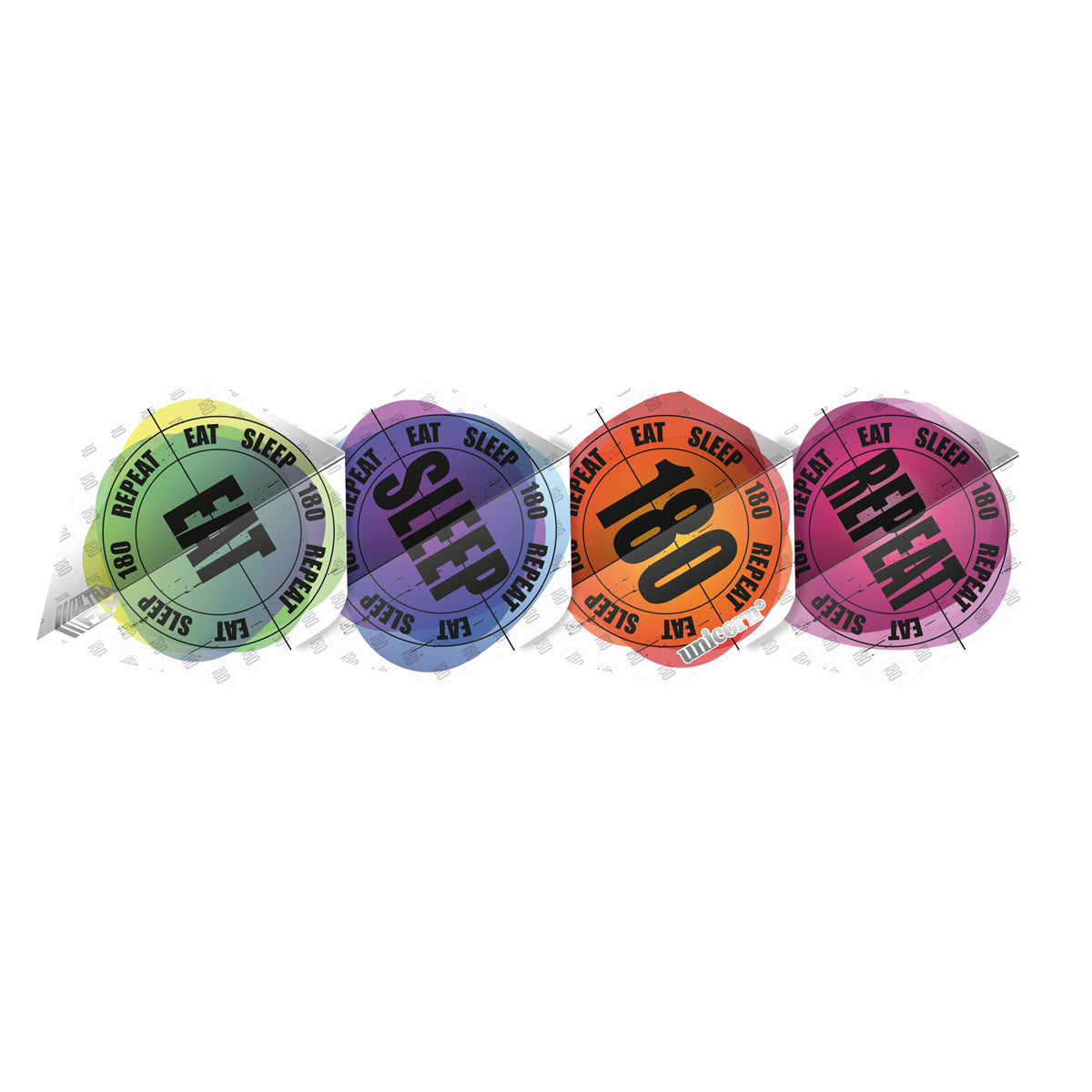 Ultrafly.100 Eat Sleep 180 Repeat Standard Dart Flights by Unicorn