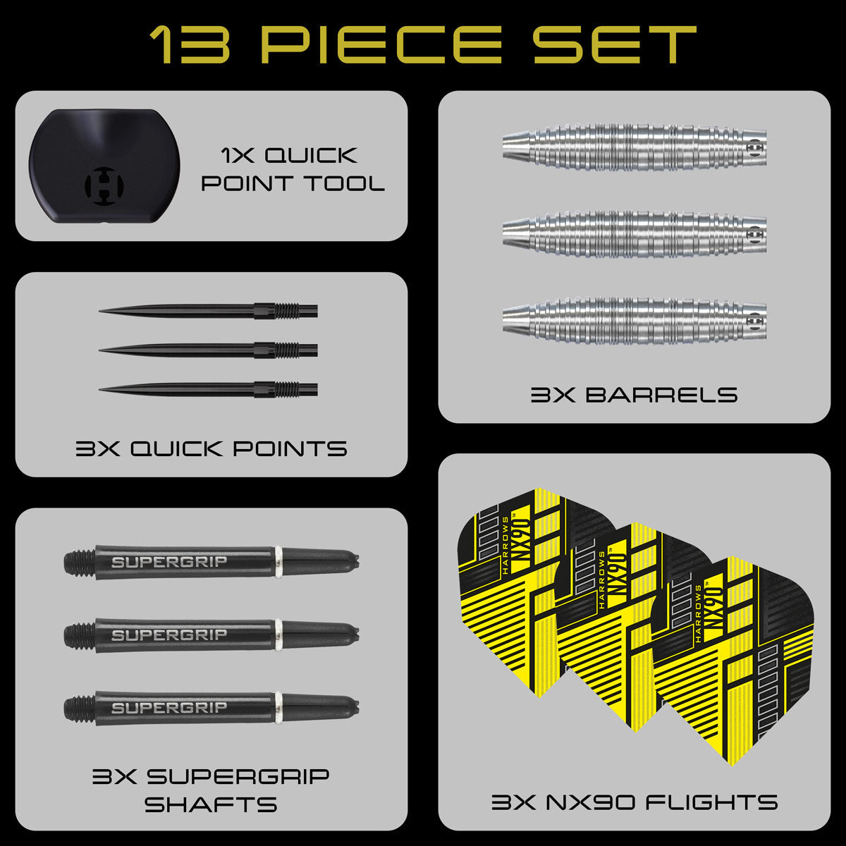 Harrows NX90 Bomb 90% Tungsten QP Steel Tip Darts