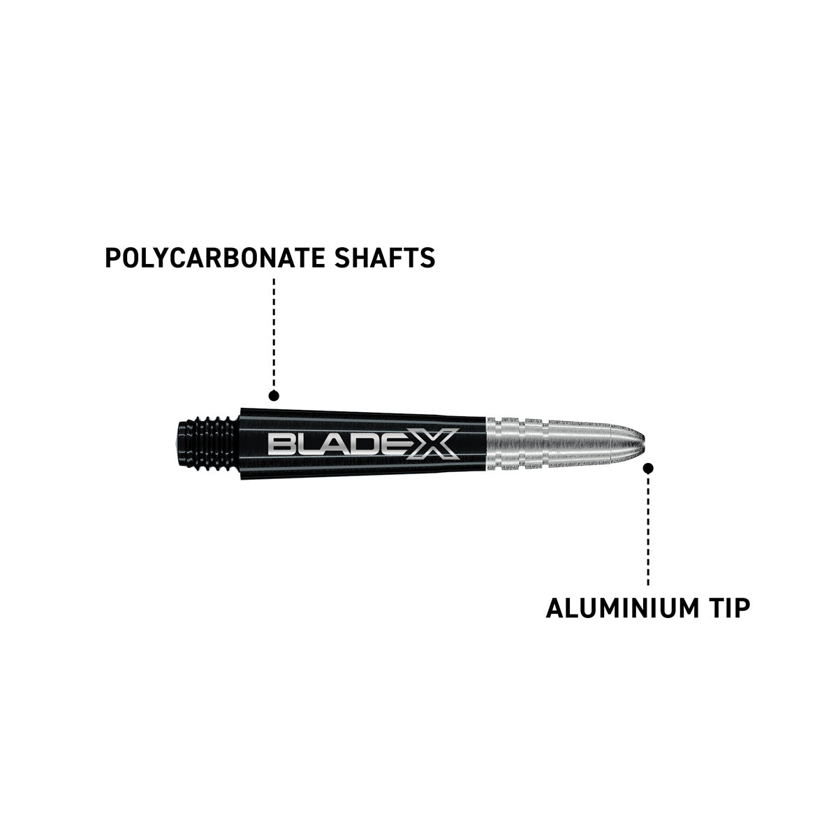 Winmau Vecta Blade X Black & Silver Dart Stems / Shafts