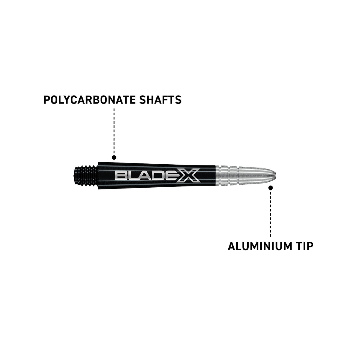 Winmau Vecta Blade X Black & Silver Dart Stems / Shafts