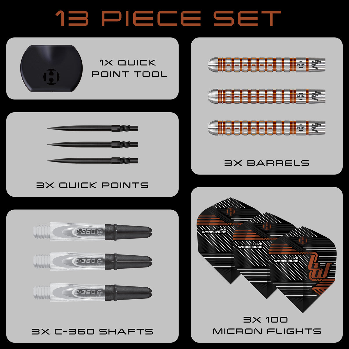 Harrows Luke Woodhouse Series 2 90% Tungsten QP Steel Tip Darts