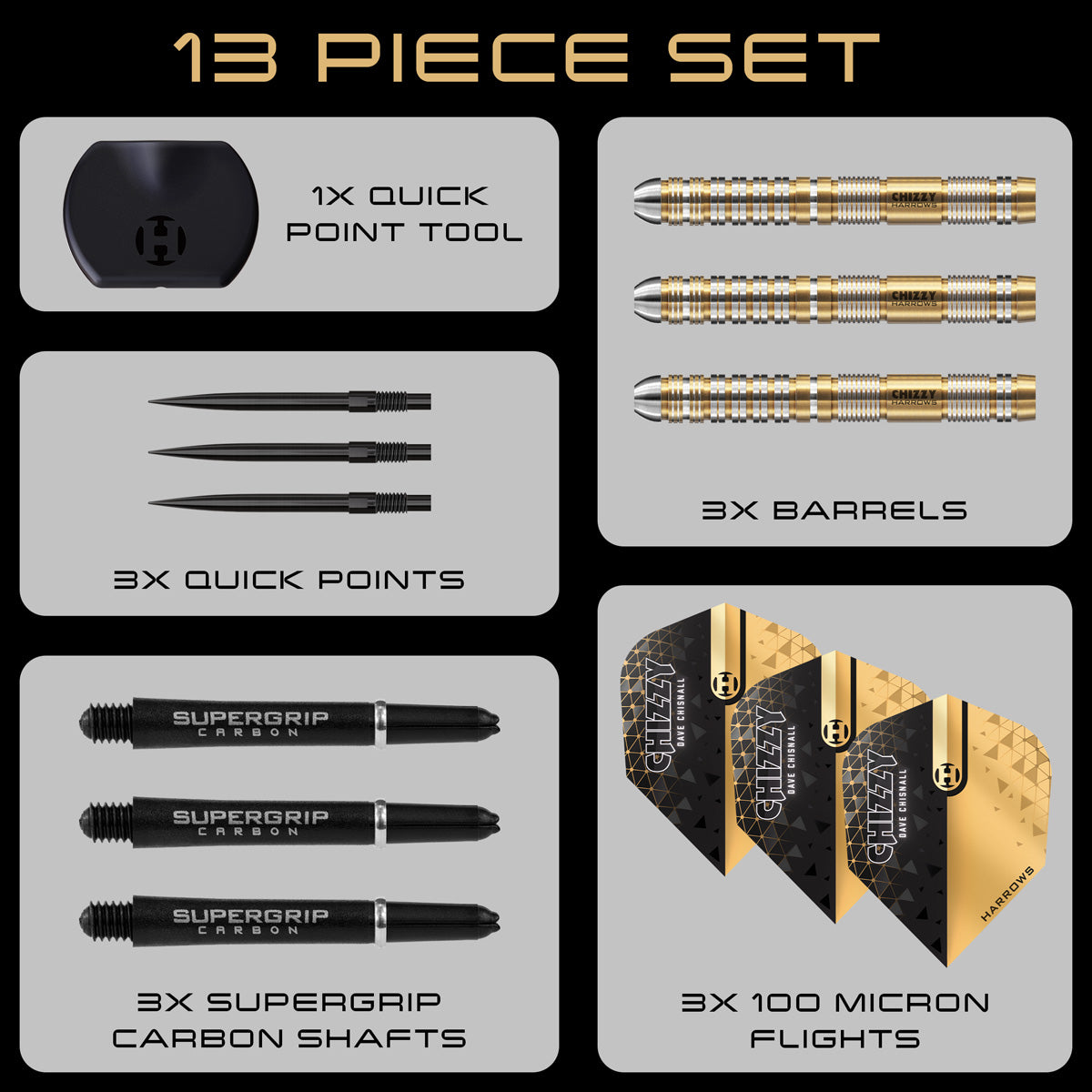 Harrows Dave Chisnall Chizzy Series 2 90% Tungsten QP Steel Tip Darts