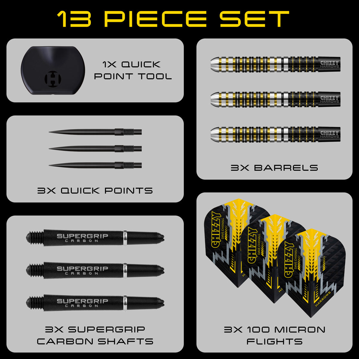 Harrows Dave Chisnall Chizzy Series 1 90% Tungsten QP Steel Tip Darts