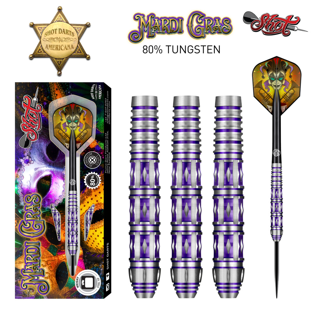 Americana Mardi Gras 80% Tungsten Steel Tip Darts by Shot