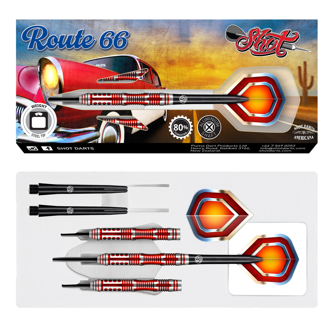 Americana Route 66 80% Tungsten Steel Tip Darts by Shot