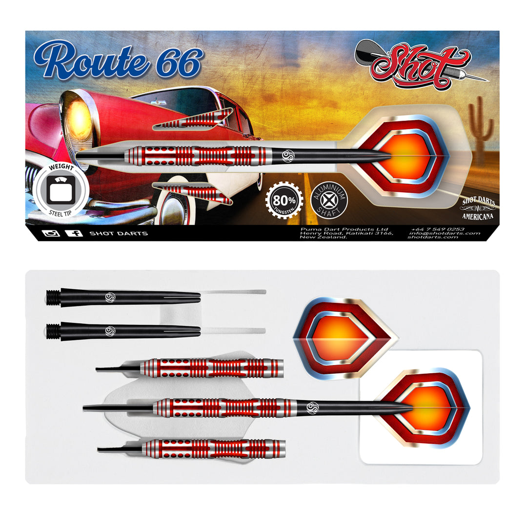 Americana Route 66 80% Tungsten Steel Tip Darts by Shot