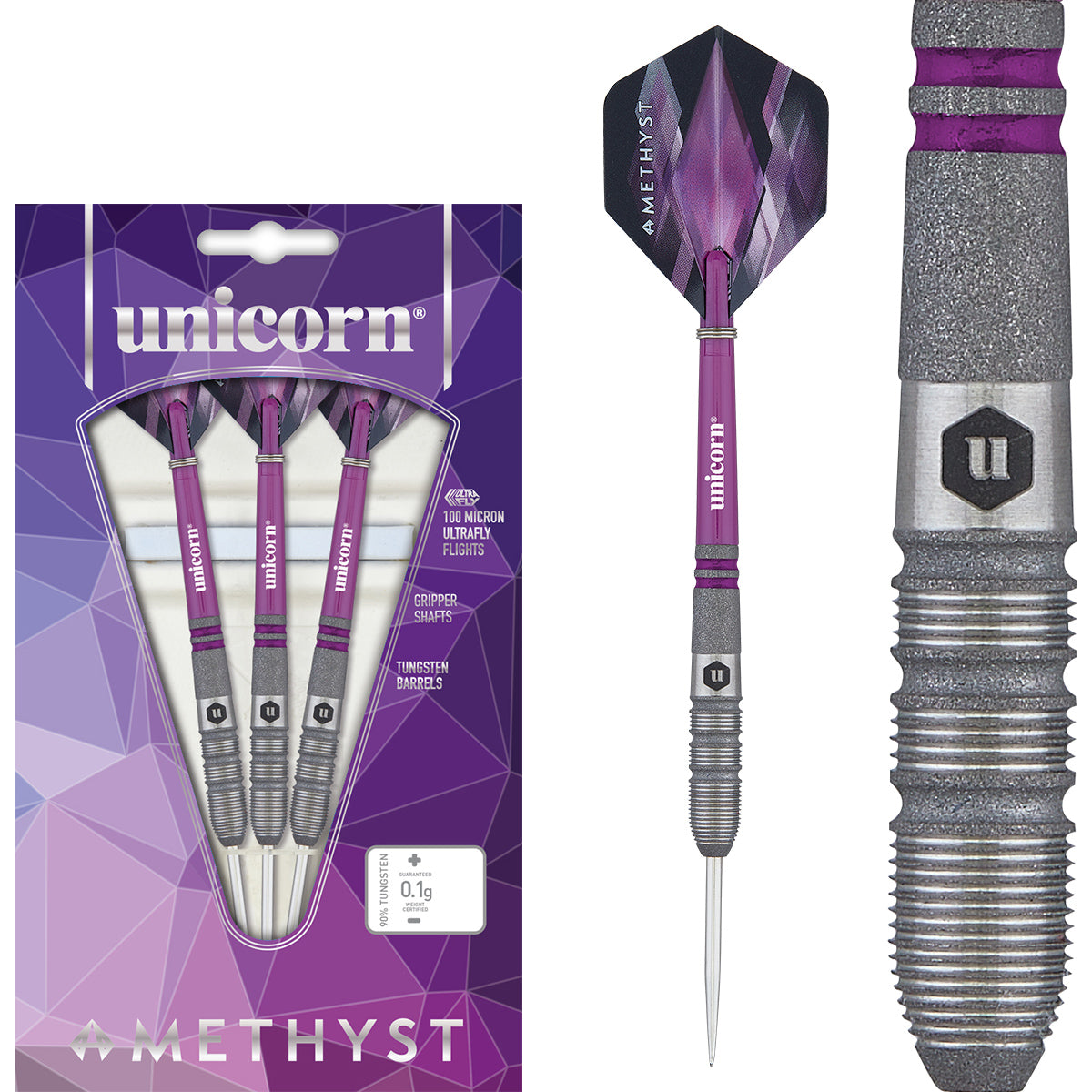Amethyst 3 90% Tungsten Steel Tip Darts by Unicorn