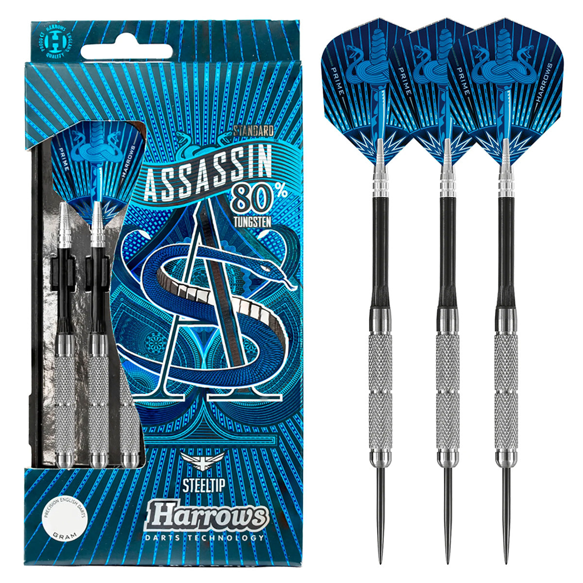 Harrows Assassin Knurled 80% Tungsten Steel Tip Darts – Double Top