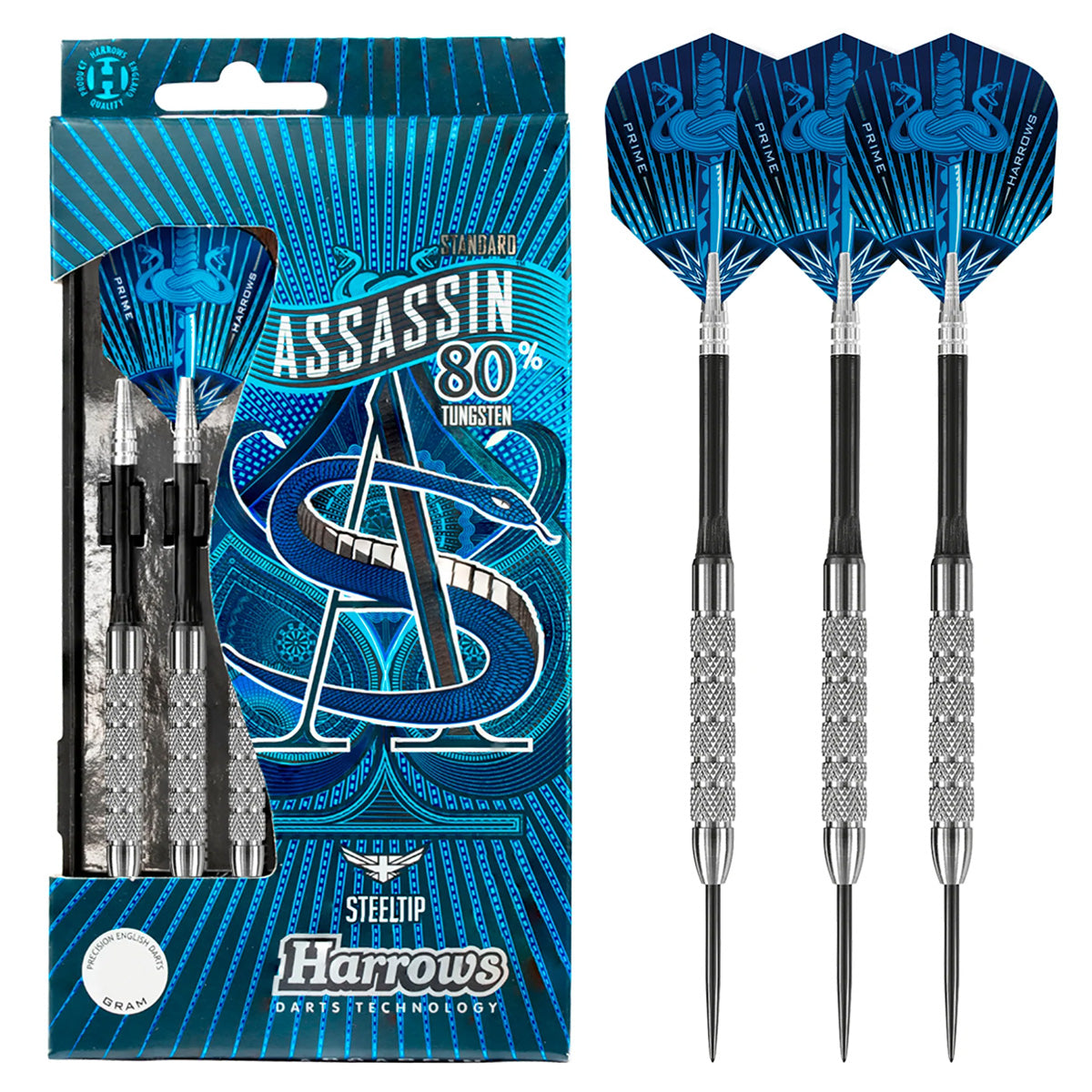 Harrows Assassin Knurled 80% Tungsten Steel Tip Darts – Double Top