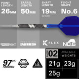 975 Ultra Marine 02 97.5% Tungsten Swiss Point Steel Tip Darts by Target