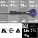 Phil Taylor Power 9five G10 95% Tungsten Swiss Point Steel Tip Darts by Target