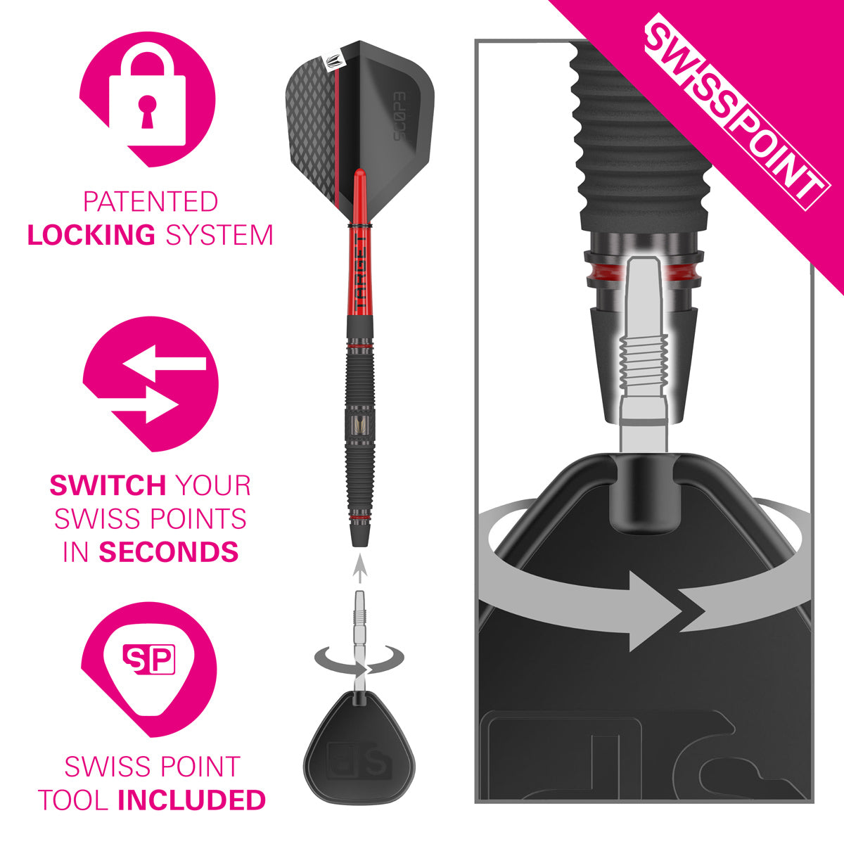 Scope 04 90% Tungsten SP Steel Tip Darts by Target – Double Top Darts