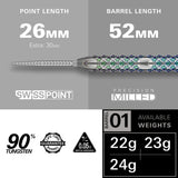 Rove 01 90% Tungsten SP Steel Tip Darts by Target