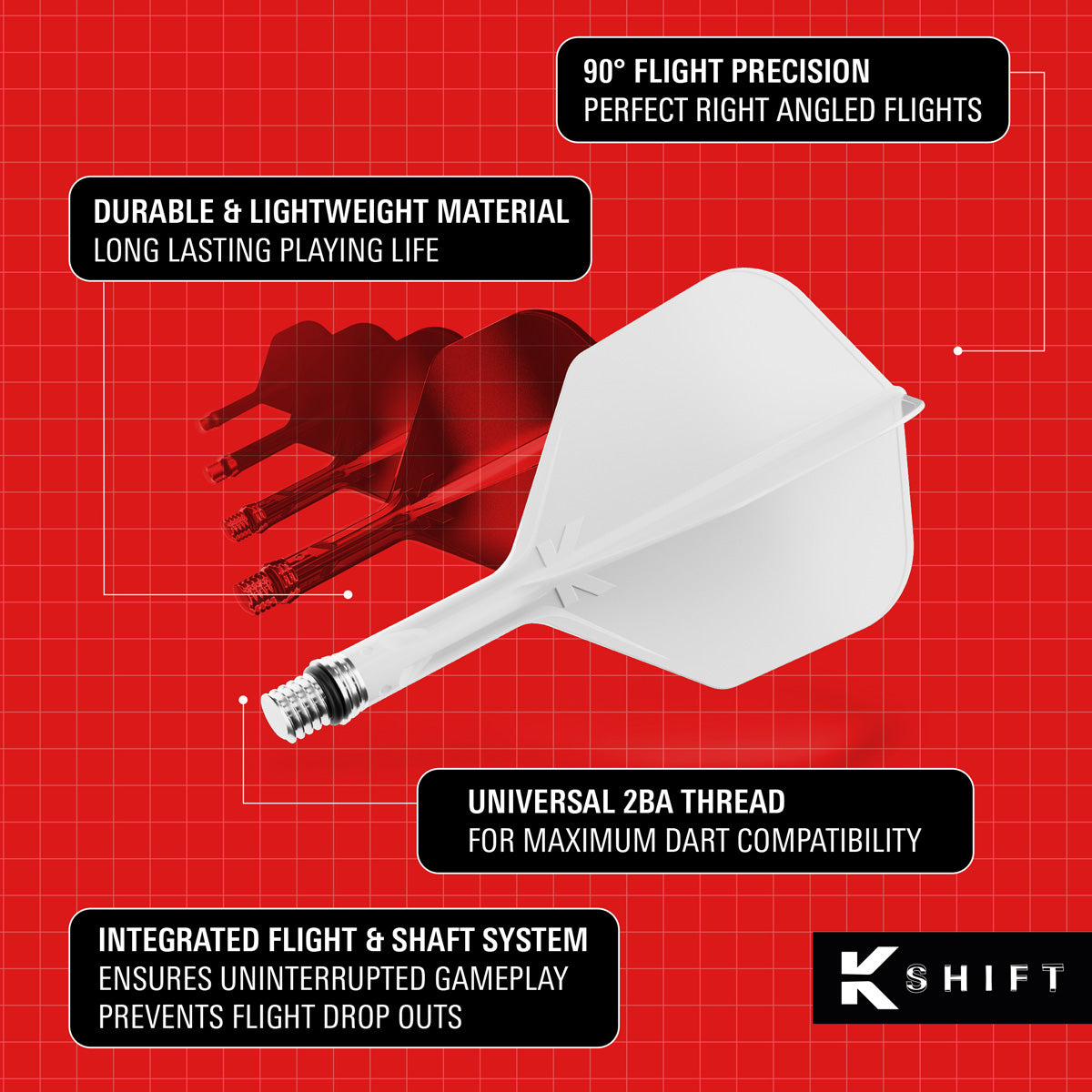 Target K-Shift White No6 Integrated Flights & Shafts