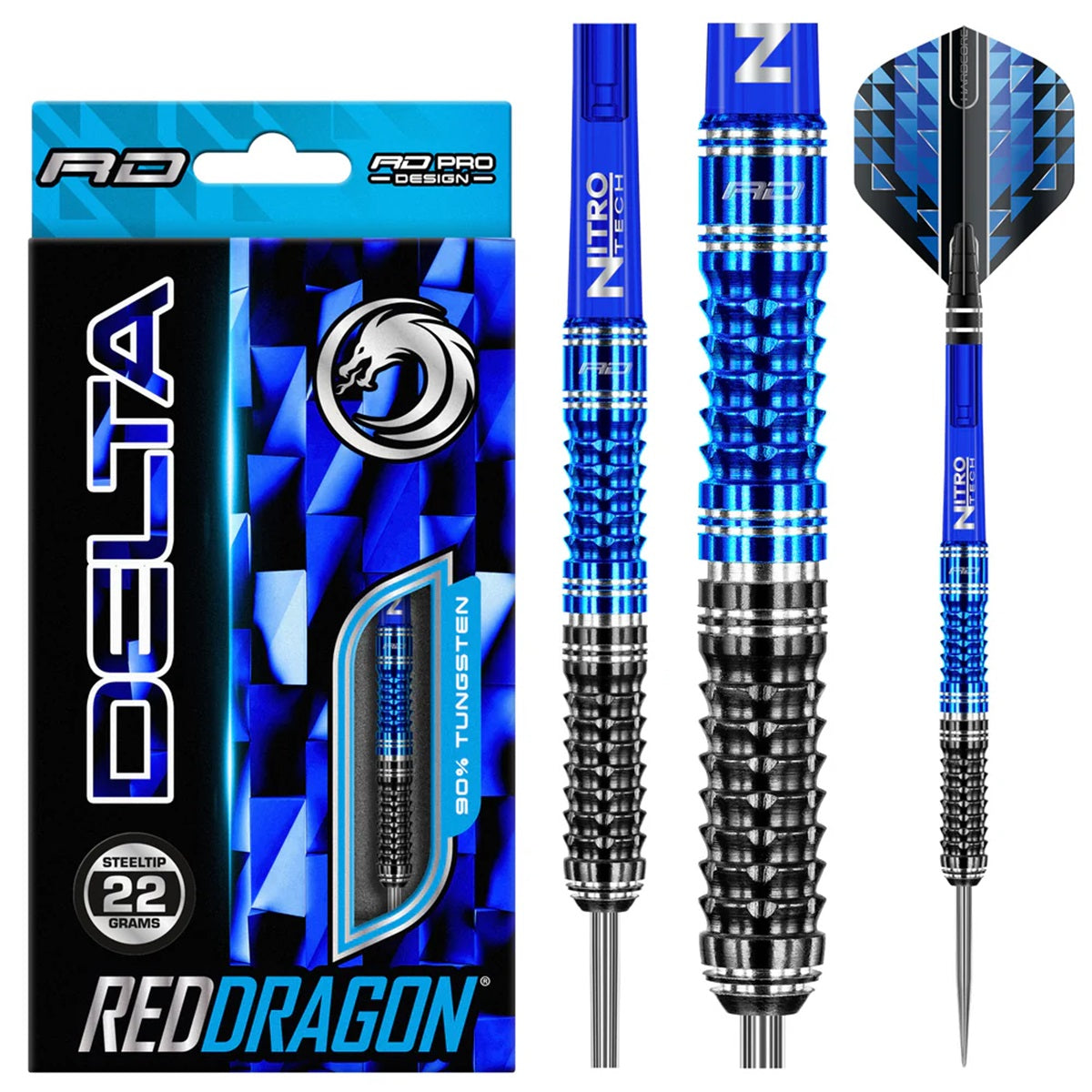 Delta 1 90% Tungsten Steel Tip Darts by Red Dragon – Double Top Darts