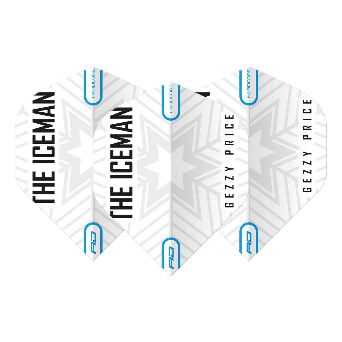 Hardcore Gerwyn Price White & Grey Snowflake Logo Standard Dart Flights by Red Dragon