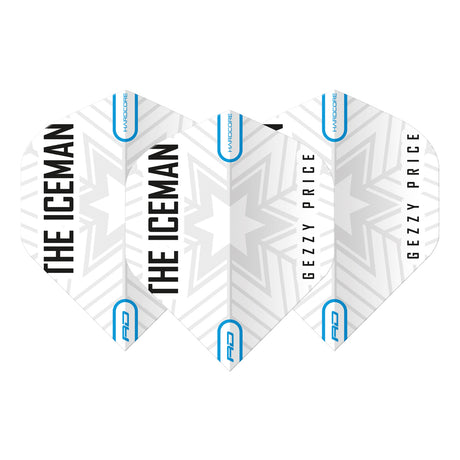 Hardcore Gerwyn Price White & Grey Snowflake Logo Standard Dart Flights by Red Dragon