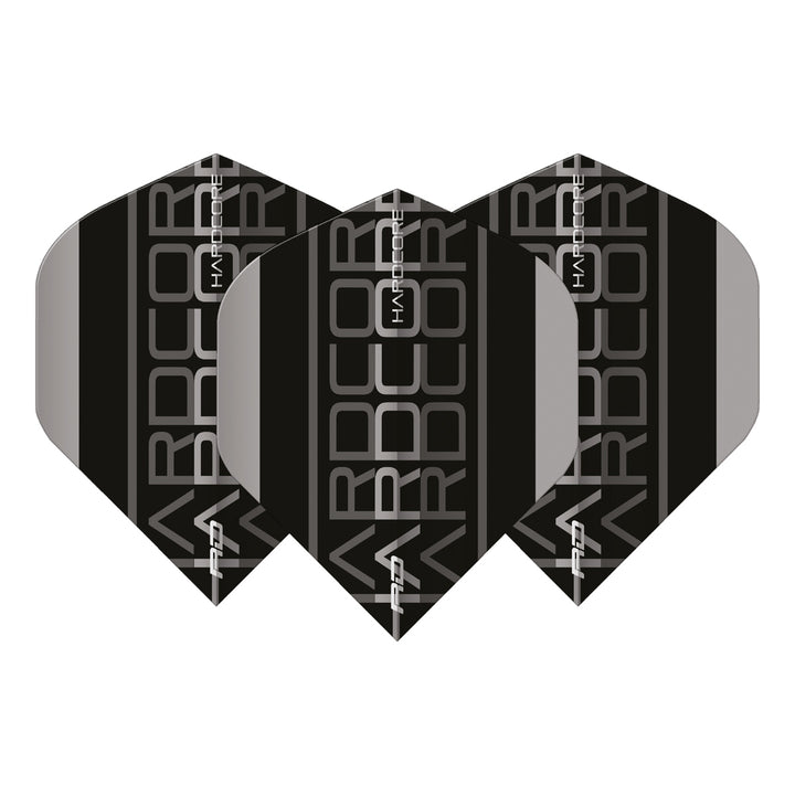 Hardcore XT Grey and Black Triple Standard Dart Flights by Red Dragon