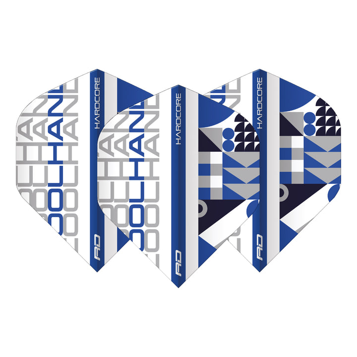 Hardcore Cool Hand Stack White & Blue Standard Dart Flights by Red Dragon