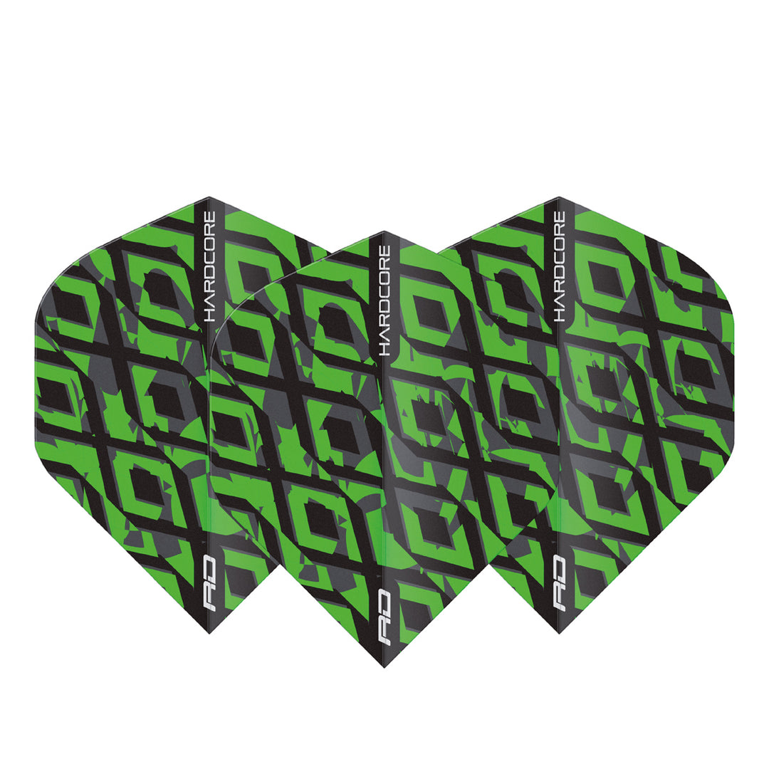 Hardcore Radical Black & Green Squares Standard Dart Flights by Red Dragon