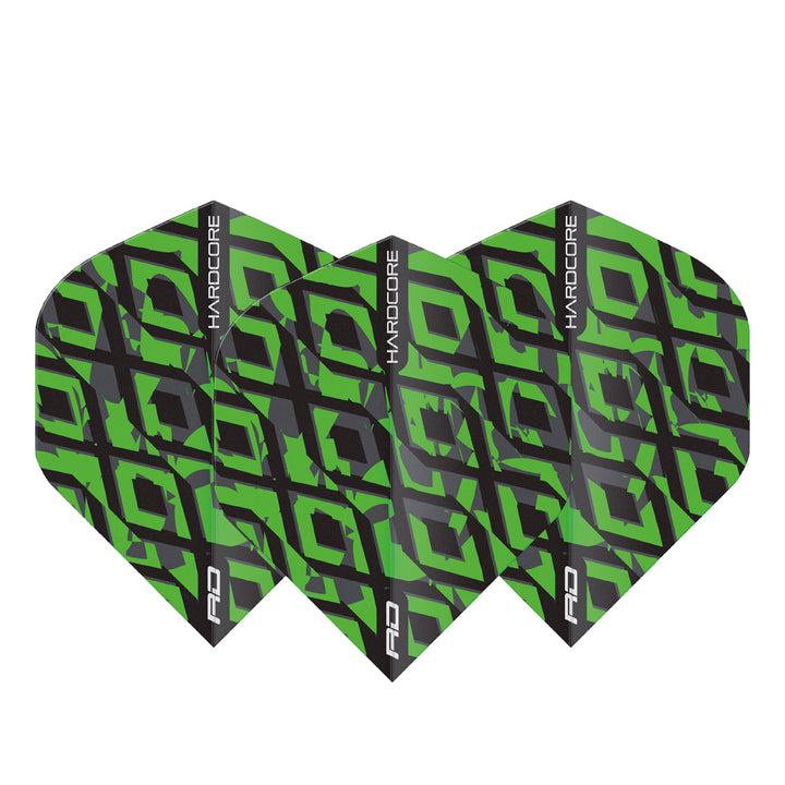 Hardcore Radical Black & Green Squares Standard Dart Flights by Red Dragon