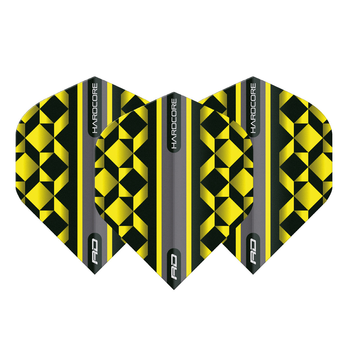 Hardcore Radical Yellow & Black Geometric Standard Dart Flights by Red Dragon