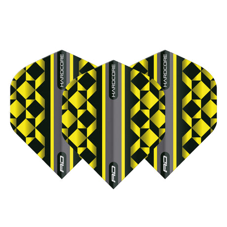 Hardcore Radical Yellow & Black Geometric Standard Dart Flights by Red Dragon