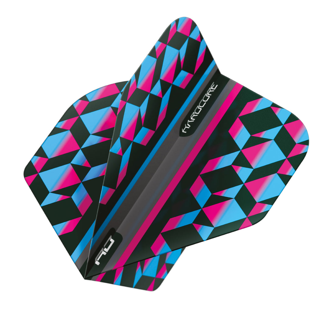 Hardcore Radical Pink, Blue & Black Geometric Standard Dart Flights by Red Dragon