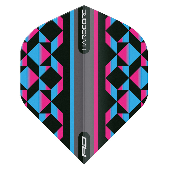 Hardcore Radical Pink, Blue & Black Geometric Standard Dart Flights by Red Dragon