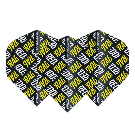 Hardcore XT Yellow and White Red Dragon Logo Standard Dart Flights by Red Dragon