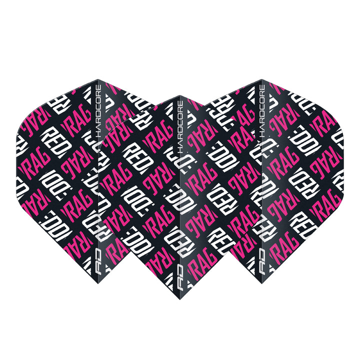 Hardcore XT Pink and White Red Dragon Logo Standard Dart Flights by Red Dragon