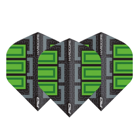Hardcore Radical Black & Green Blocks Standard Dart Flights by Red Dragon