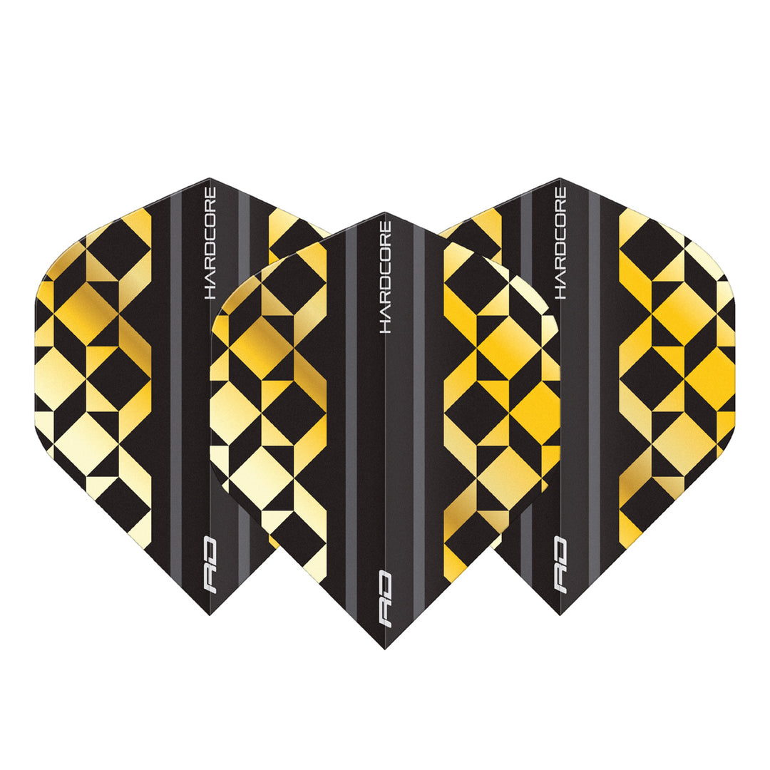 Hardcore Premium Gold & Black Geometric Standard Dart Flights by Red Dragon