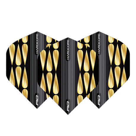 Hardcore Premium Gold & Black Teardrop Standard Dart Flights by Red Dragon