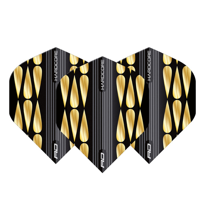 Hardcore Premium Gold & Black Teardrop Standard Dart Flights by Red Dragon
