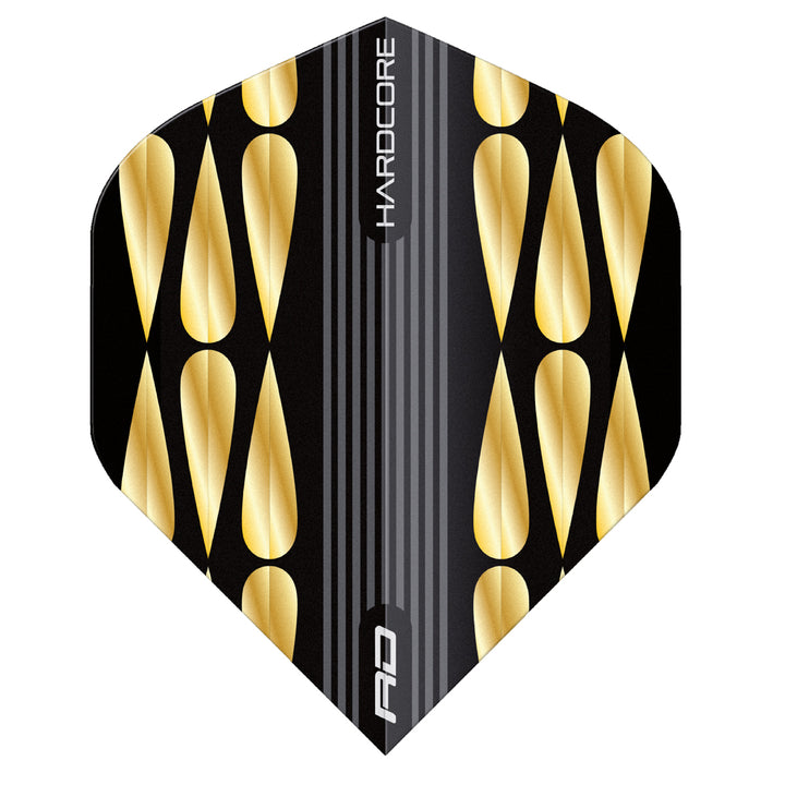 Hardcore Premium Gold & Black Teardrop Standard Dart Flights by Red Dragon