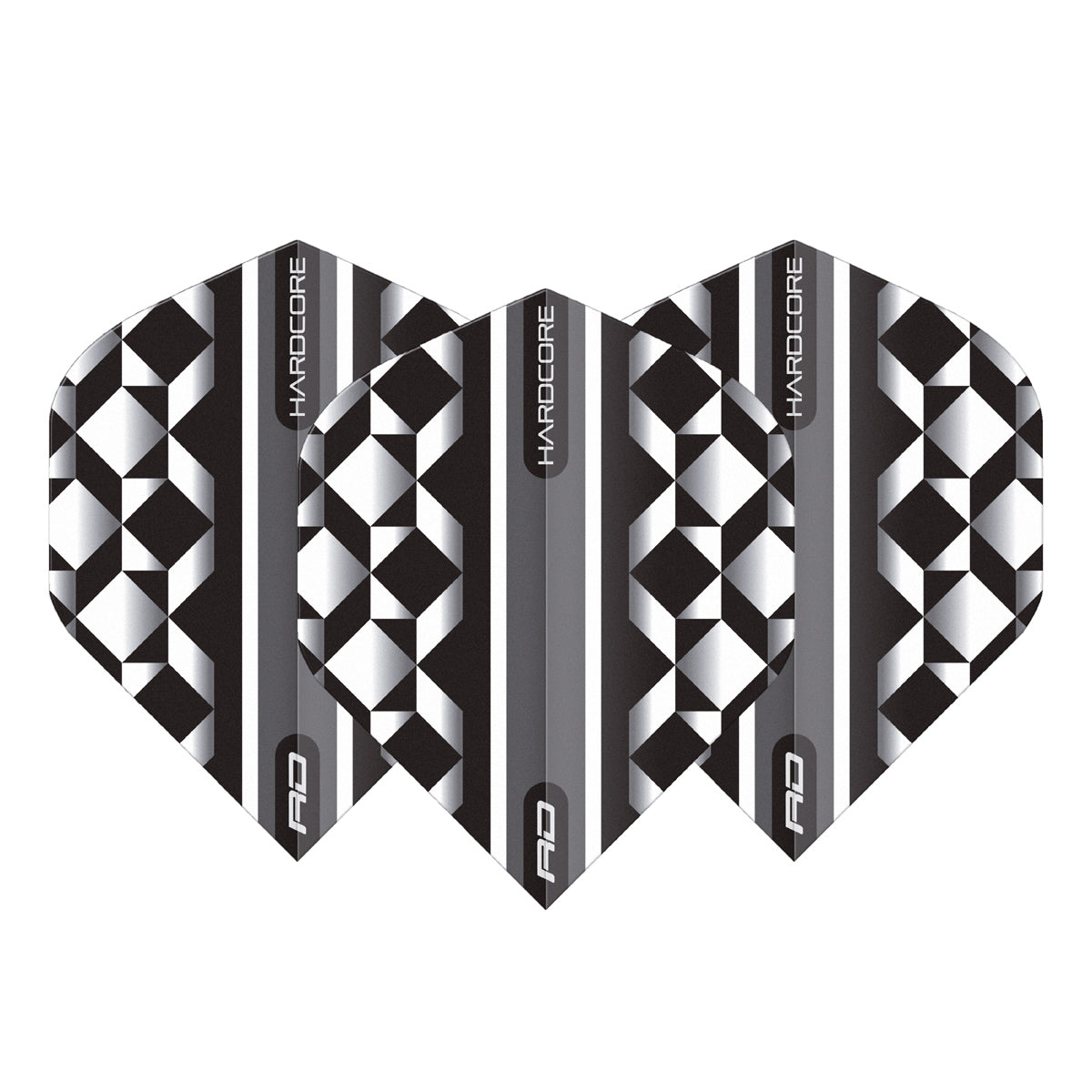 Hardcore Radical White & Black Geometric Standard Dart Flights by Red Dragon