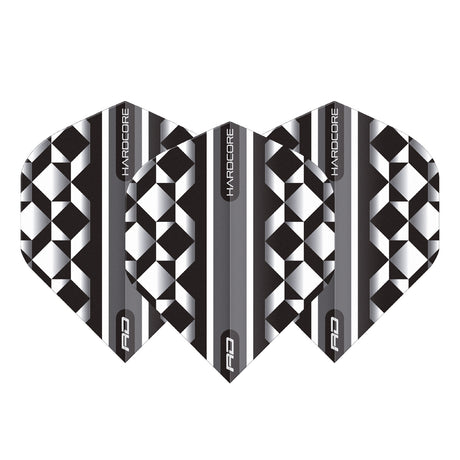Hardcore Radical White & Black Geometric Standard Dart Flights by Red Dragon