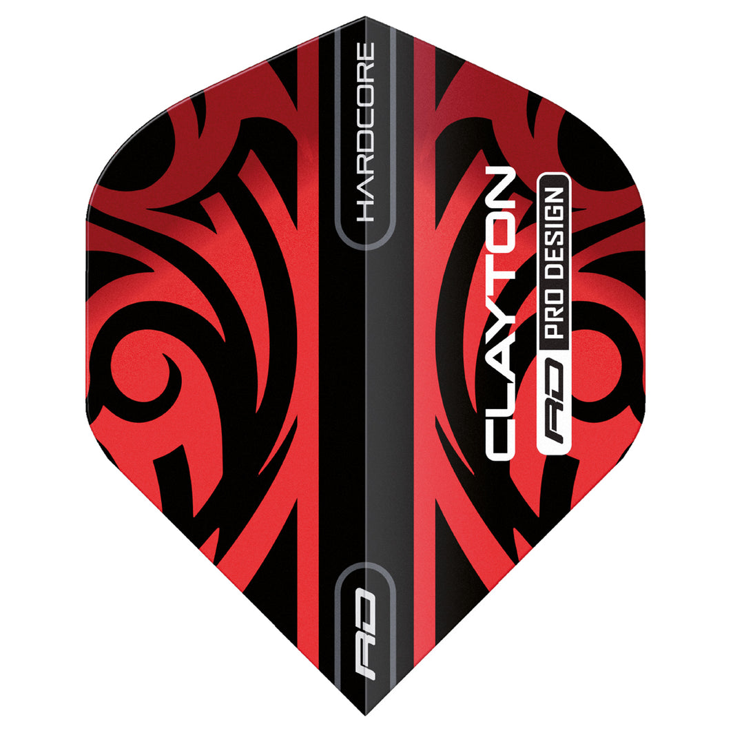 Hardcore Jonny Clayton Red & Black Tribal Standard Dart Flights by Red Dragon