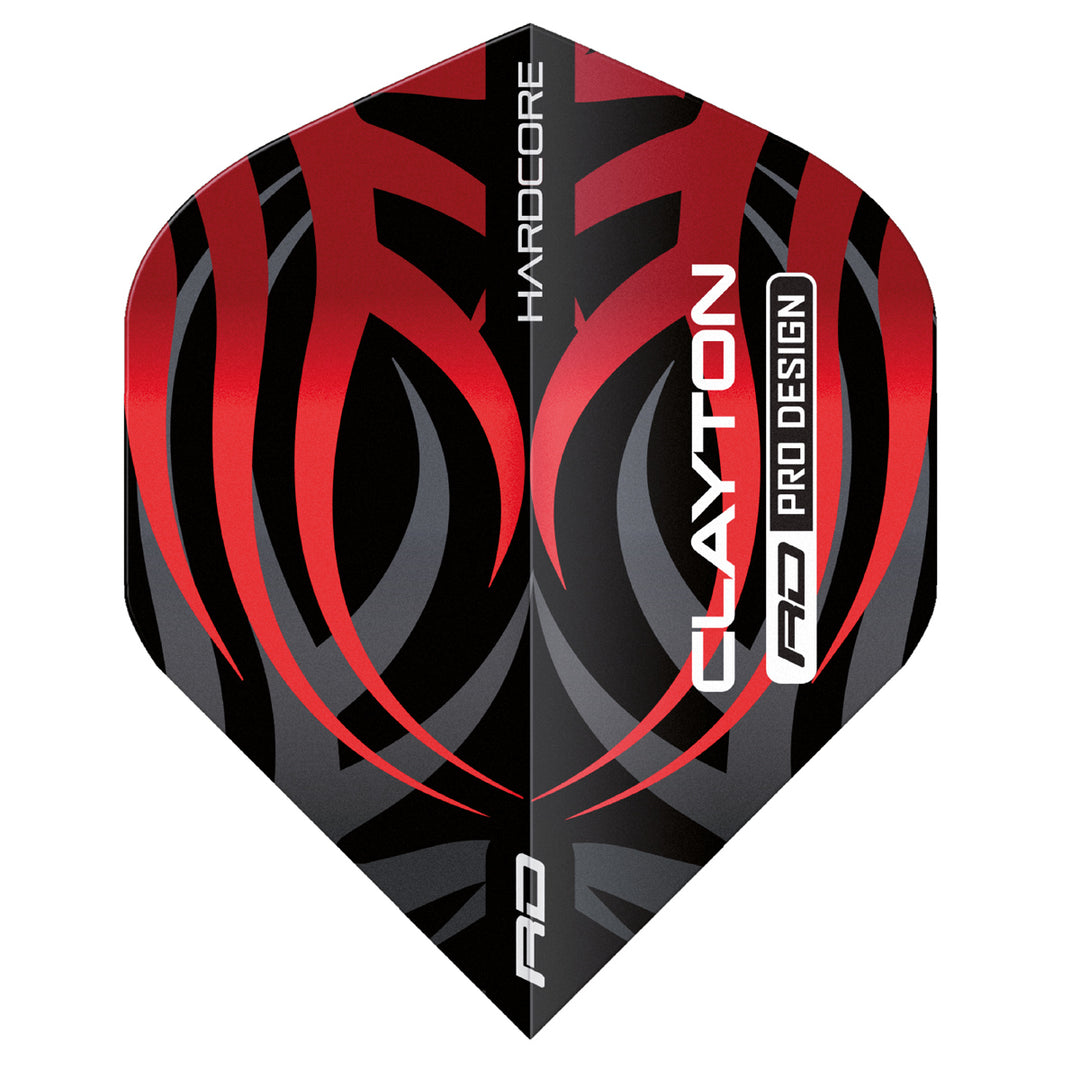 Hardcore Jonny Clayton Black & Red Tribal Standard Dart Flights by Red Dragon