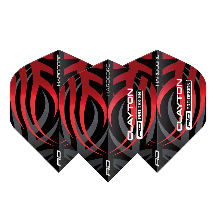 Hardcore Jonny Clayton Black & Red Tribal Standard Dart Flights by Red Dragon