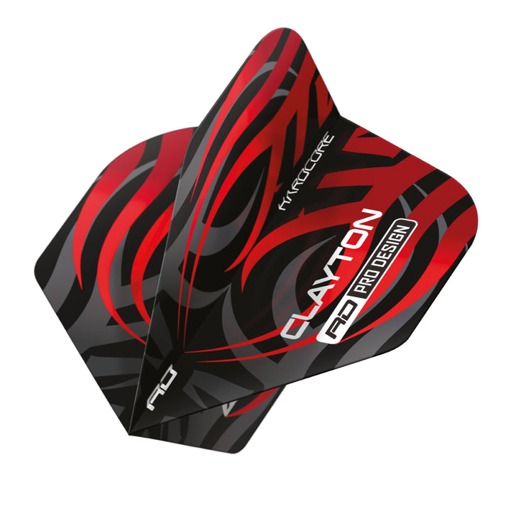 Hardcore Jonny Clayton Black & Red Tribal Standard Dart Flights by Red Dragon