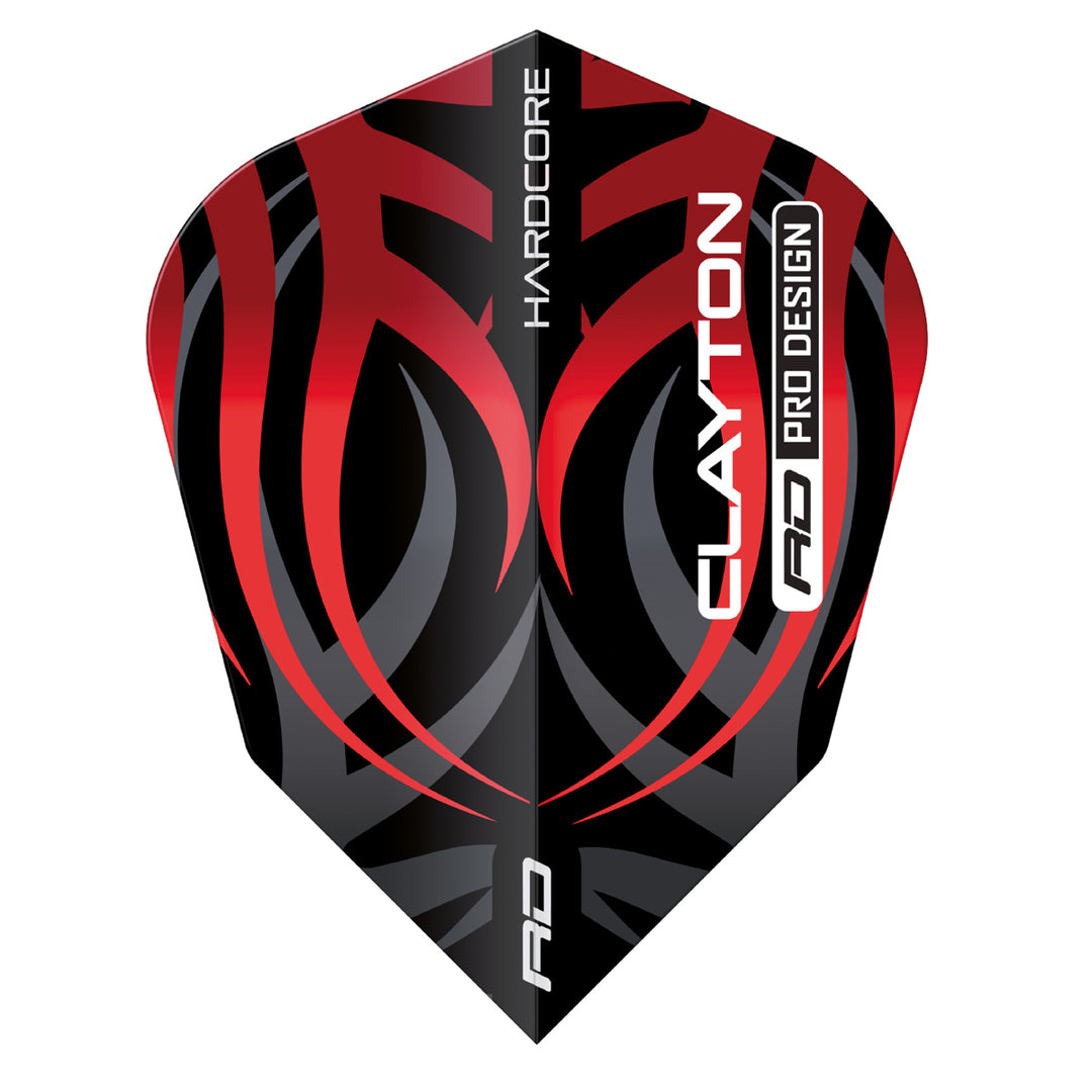 V Standard Jonny Clayton Black & Red Tribal V-Standard Dart Flights by Red Dragon