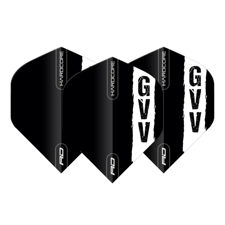 Gian van Veen Black with GVV logo Hardcore Standard Dart Flights by Red Dragon